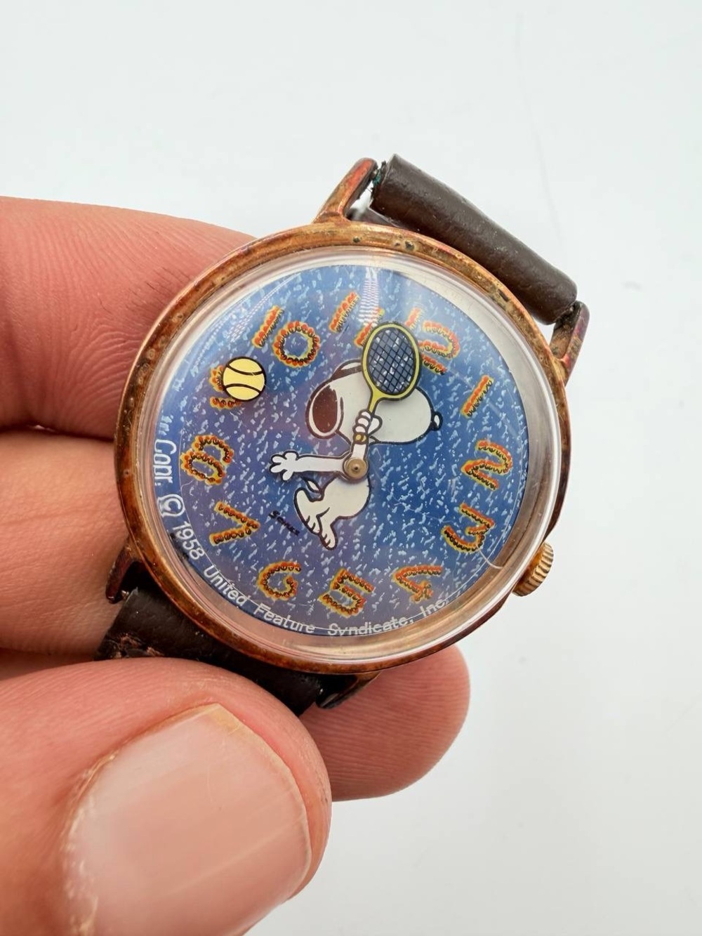 Vintage Snoopy Tennis Watch Peanuts United Feature Syndicate Needs Battery